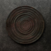 埋め焼き同心円プレート(黒) 25cm